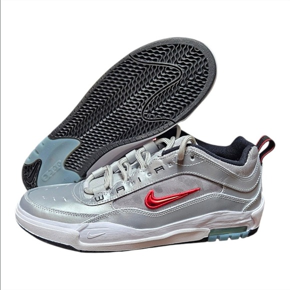 Nike SB Air Max Ishod Wair SB Silver Bullet Red Men's 10.5 Skate Shoes New